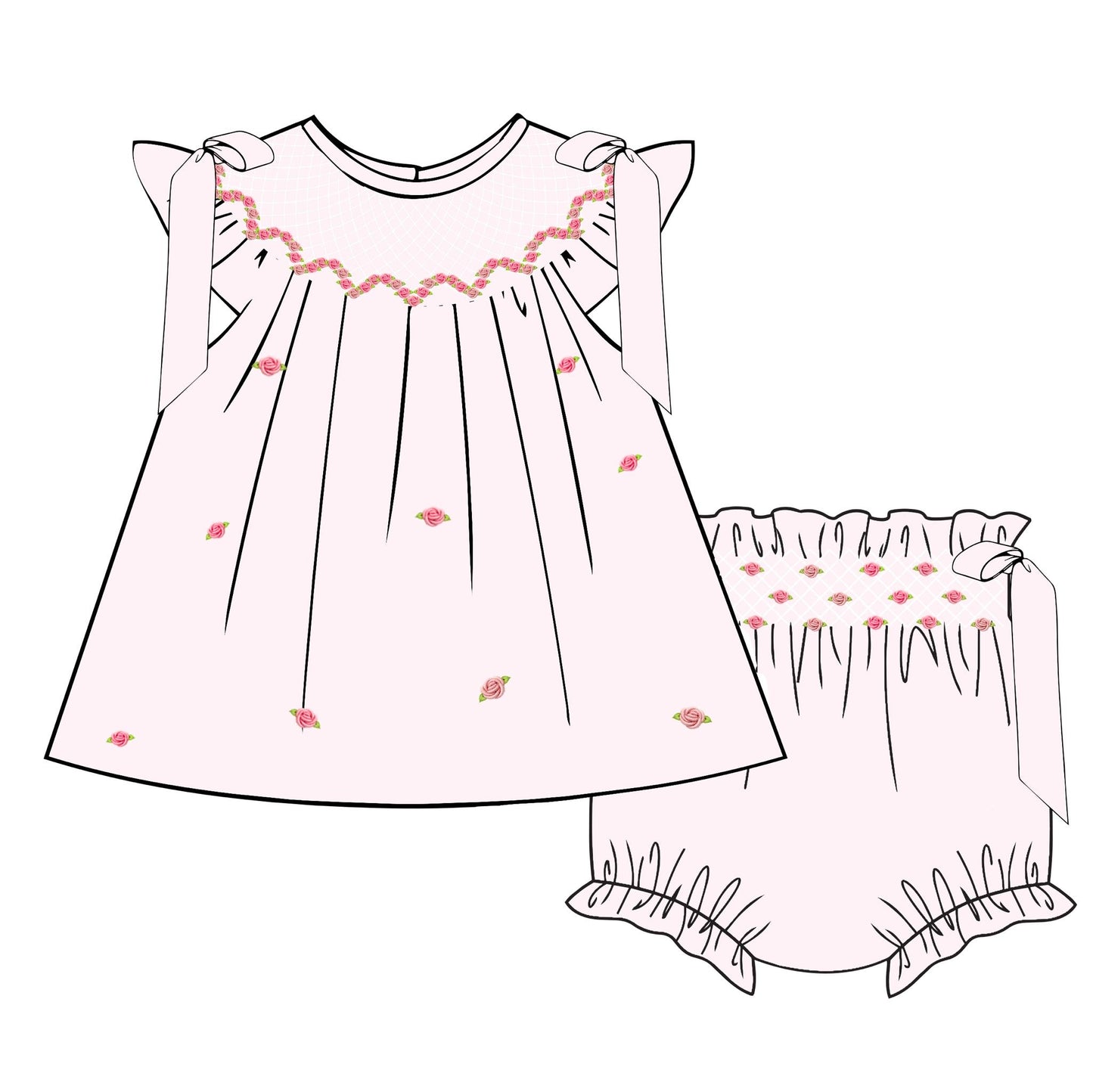 PO8 - Pink Heirloon Roses Diaper Set - TAT: December