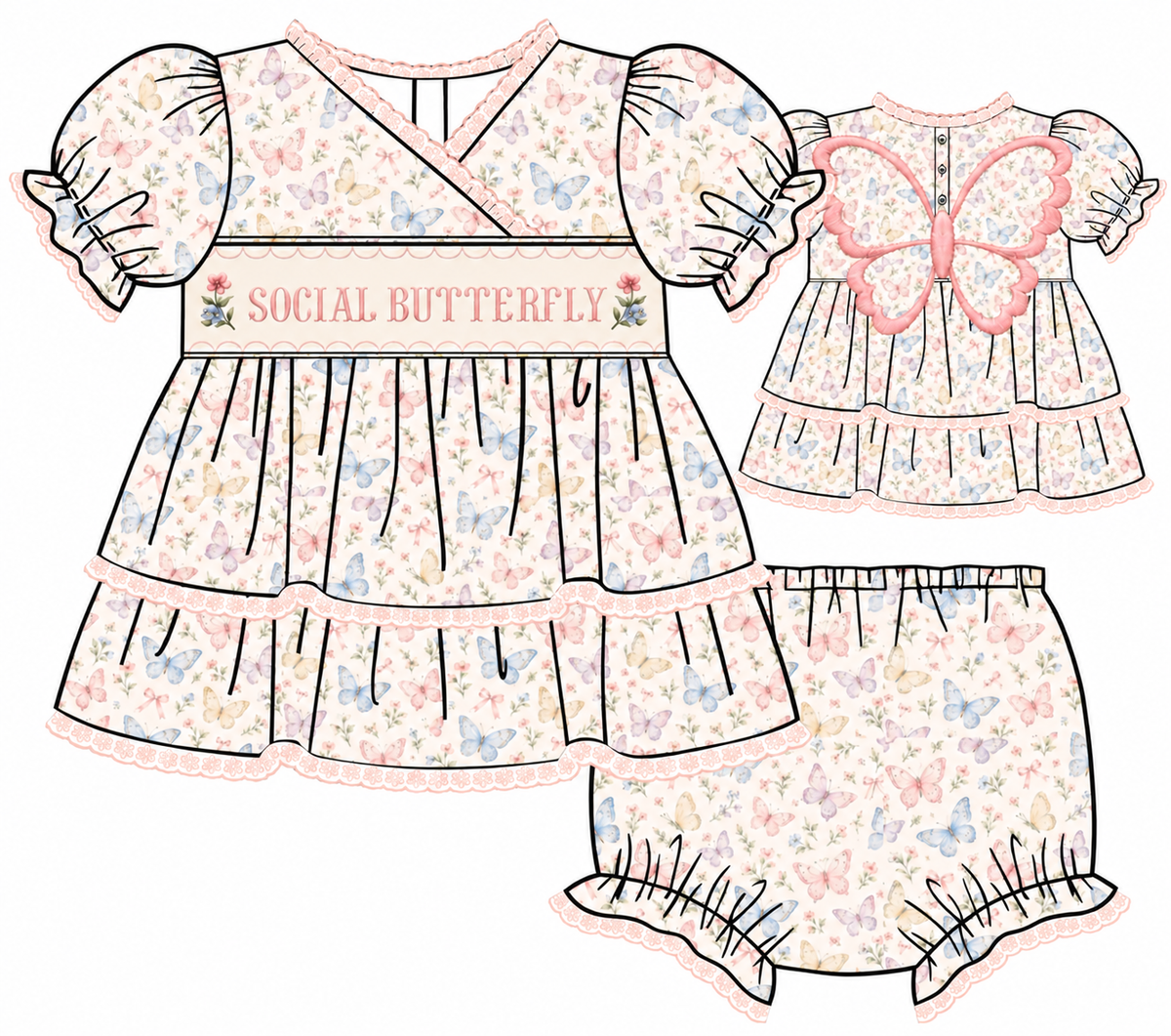 PO11 - Social Butterfly Diaper Set - Customizable - TAT February