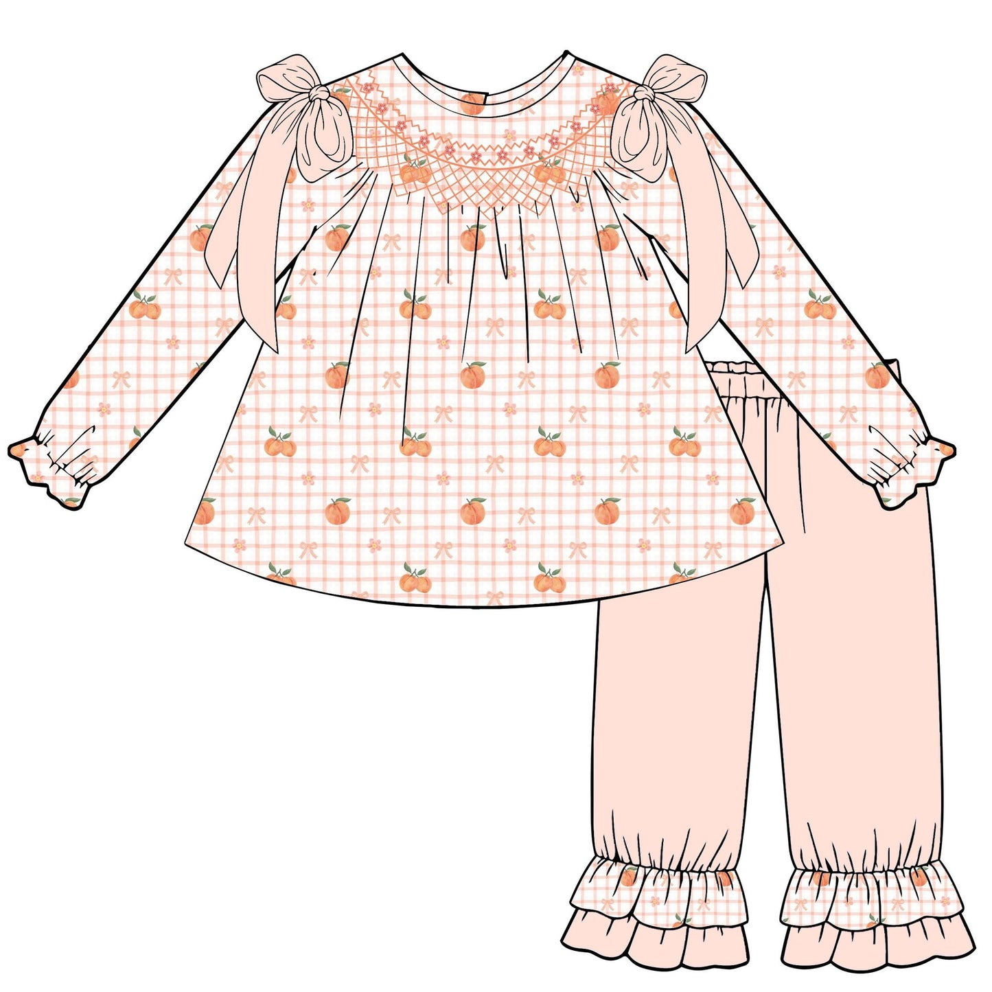PO5 - Peach flower Pant Set - TAT End of Oct
