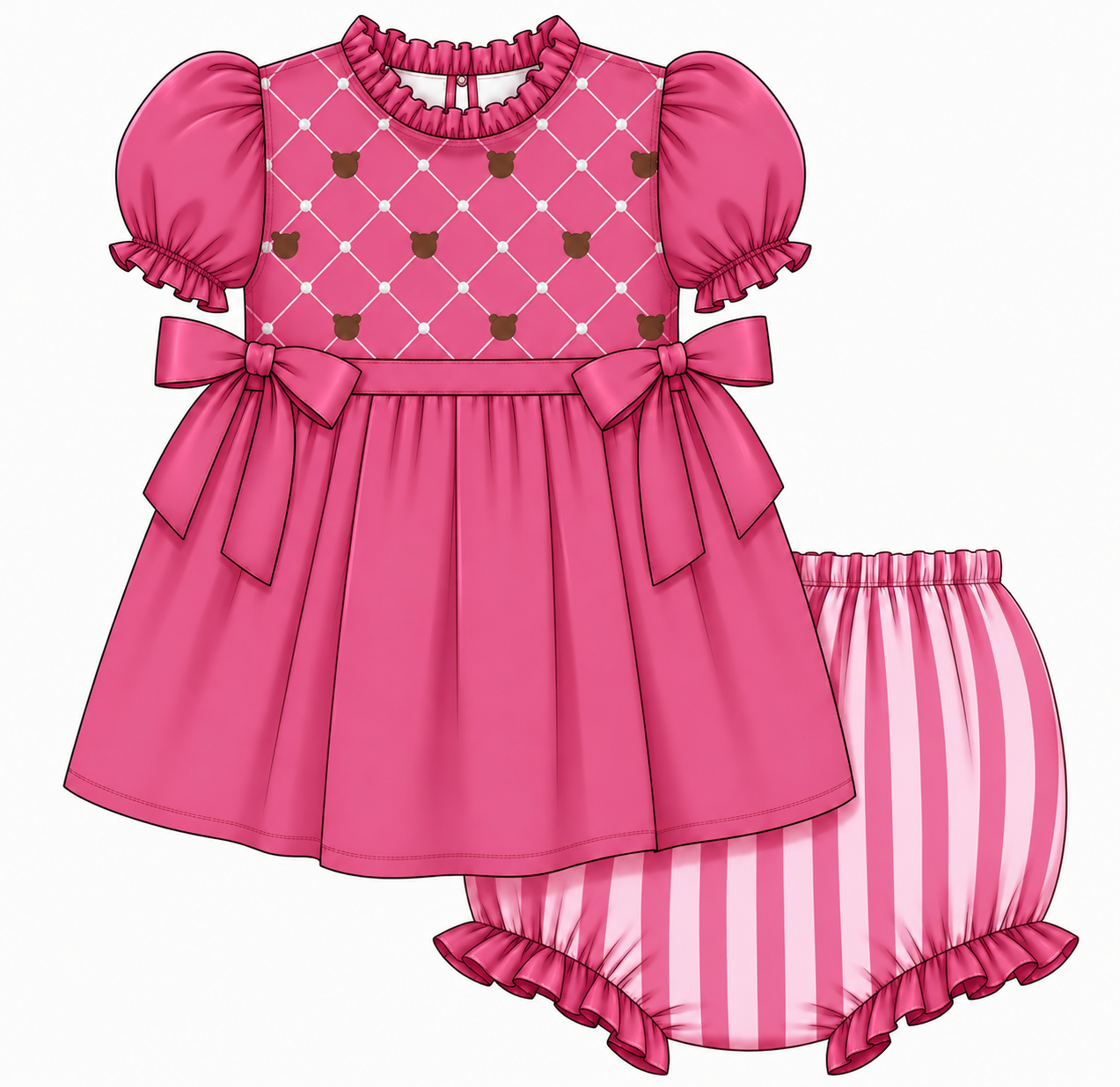 PO5 - Super Pink Bear Diaper Set - TAT End of Oct