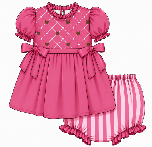 PO5 - Super Pink Bear Diaper Set - TAT End of Oct