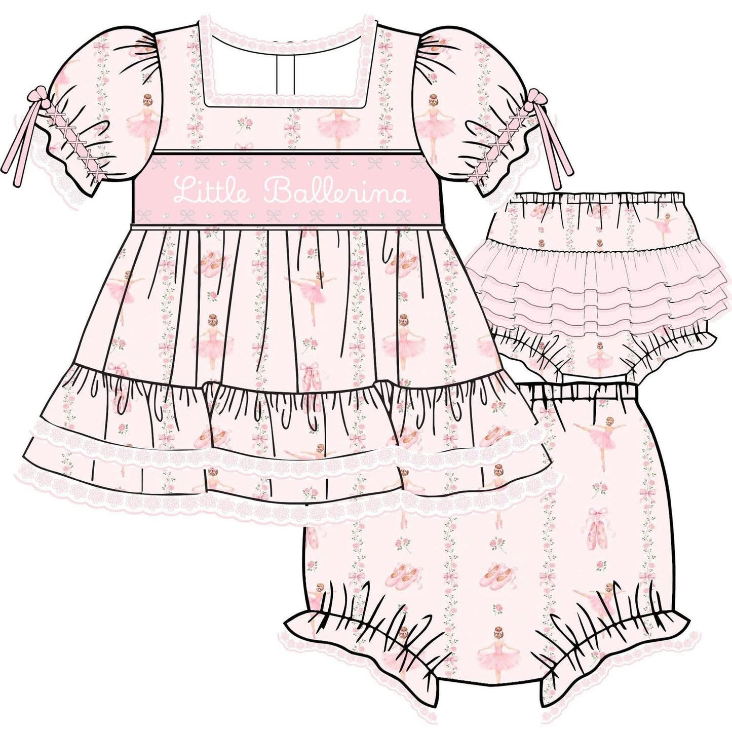 PO6 - Little Ballerina Diaper Set - Customizable - TAT Oct